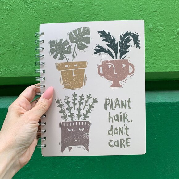 Plant Hair Don't Care Spiral Notebook | Art on Both Sides | 9" x 7" | 120 Lined - Picture 2 of 7